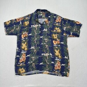 Pineapple Connection Hawain Men's Button Down SS Shirt Size Medium Floral
